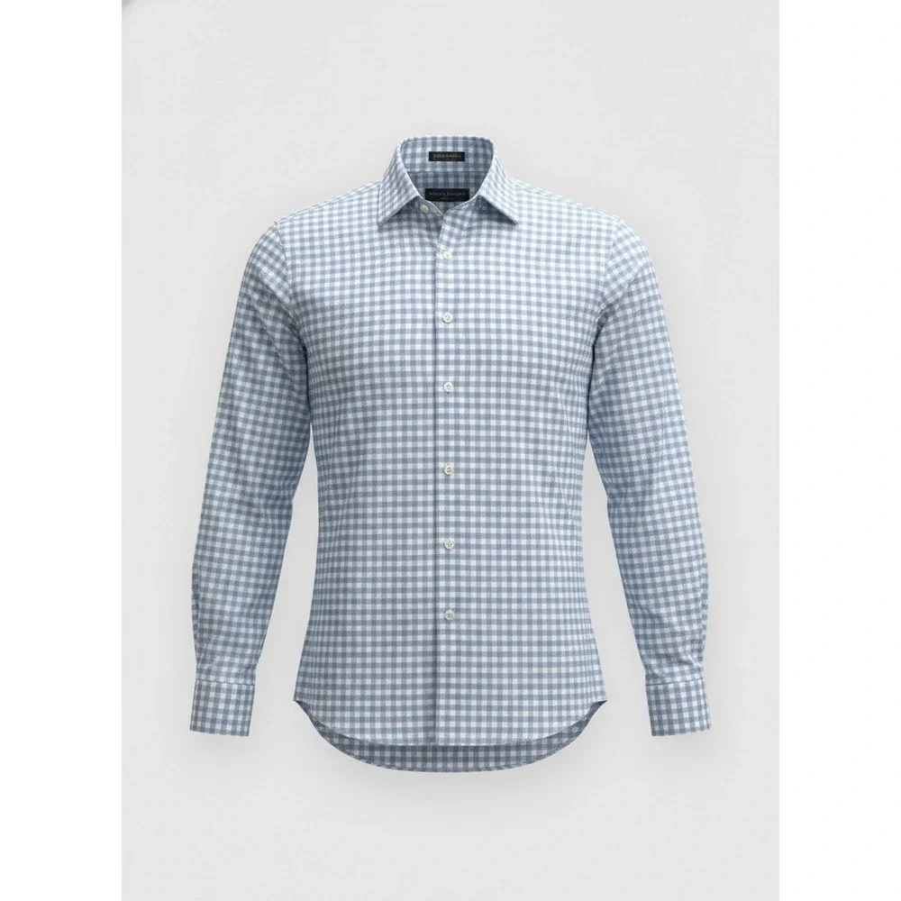 Banana Republic Dress Shirt Mens Blue White Gingham Long Sleeve Stretch